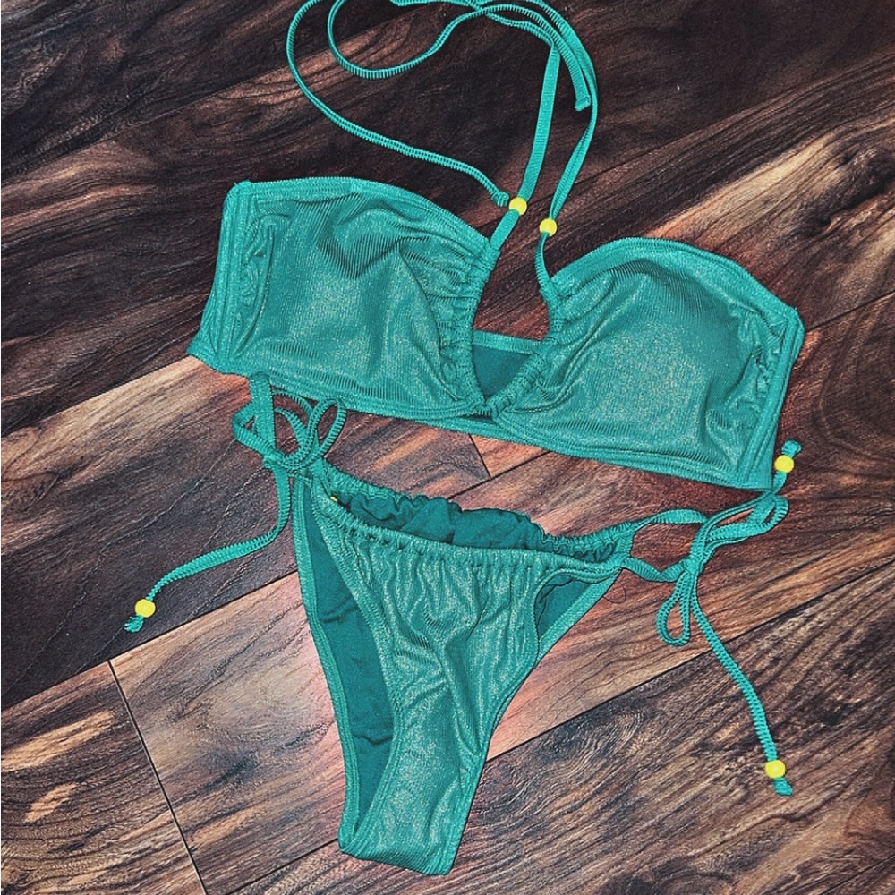 Teal Bikini Set with Yellow Accents